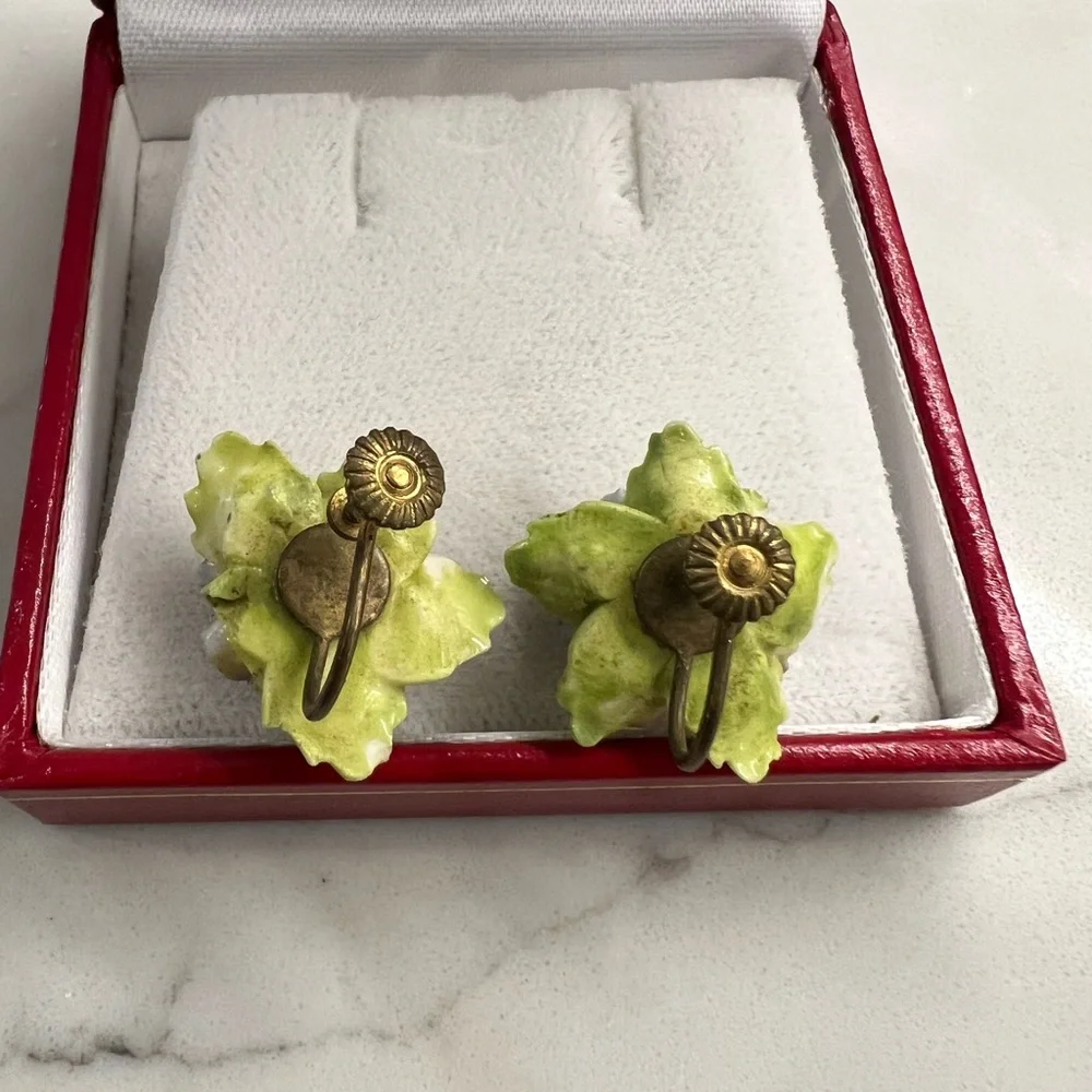 Royal Adderley Floral Bone China Brooch Pin And Earrings Jewelry Made in England - Picture 7 of 10